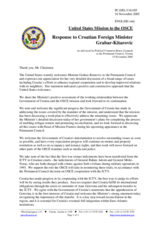 Statement by the Delegation of the United States of America in response to Croatian Foreign Minister Grabar-Kitarovic