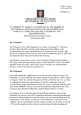 Statement by the Delegation of Norway in response to the report of the Personal Representatives of the Chairman-in-Office on combating racism, xenophobia and discrimination