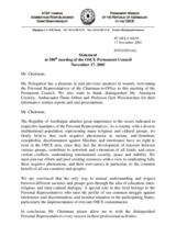 Statement by the Delegation of Azerbaijan in response to the report of the Personal Representatives of the Chairman-in-Office on combating racism, xenophobia and discrimination