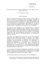 Seminar "Explosive Remnants of War: problems to face, tasks to solve", Chair's Summary