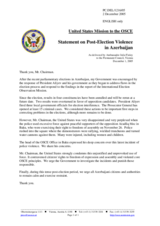 Statement by the Delegation of the United States of America on post-election violence in Azerbaijan