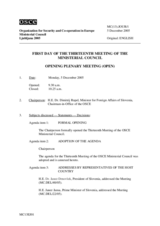 Journal of the First Day of the Thirteenth Meeting of the Ministerial Council