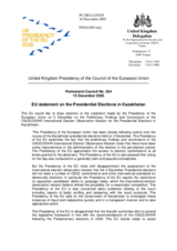 Statement by the Delegation of the United Kingdom/EU Presidency on the presidential elections in Kazakhstan