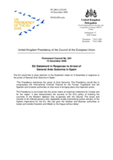 Statement by the Delegation of the United Kingdom/EU Presidency in response to arrest of General Ante Gotovina in Spain