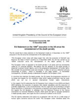 Statement by the Delegation of the United Kingdom/EU Presidency on the 1000th execution in the US since the reinstatement of the death penalty