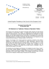 Statement by the Delegation of the United Kingdom/EU Presidency on Tajikistan: release of Djumaboi Tolibov