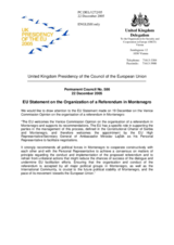 Statement by the Delegation of the United Kingdom on the organization of a referendum in Montenegro
