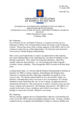 Statement by the Delegation of Norway in response to Karel De Gucht, Minister of Foreign Affairs of Belgium