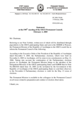 Statement by the Delegation of Azerbaijan on the second round of parliamentary elections in Azerbaijan, to be held on 13 May 2006