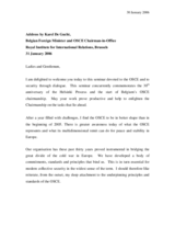 Address by OSCE Chairman-in-Office Karel De Gucht at the inaugural conference of the Belgian Chairmanship