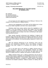 Welcome remarks by General Ertl of Austria, Seminar on Military Doctrine