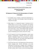 Statement by the Delegation of Austria/EU Presidency in response to the Representative on Freedom of the Media
