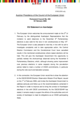 Statement by the Delegation of Austria/EU Presidency on the final report of the ODIHR on the parliamentary elections in Azerbaijan, held on 6 November 2005