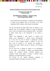 Statement by the Delegation of Austria/EU Presidency on Belarus - Closure of the Youth Organisation RADA