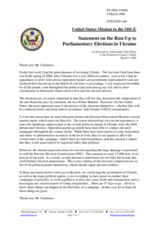 Statement by the Delegation of the United States of America on the run-up to parliamentary elections in Ukraine