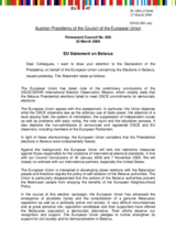 Statement by the Delegation of Austria/EU Presidency on presidential election in Belarus, held on 19 March 2006