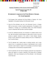 Statement by the Delegation of Austria/EU Presidency in response to the Prime Minister of Georgia, Mr. Zurab Noghaideli