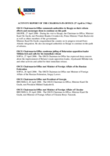 Report on the activities of the OSCE Chairman-in-Office