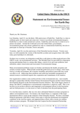 Statement by the Delegation of the United States of America on environmental issues for Earth Day