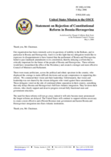 Statement by the Delegation of the United States of America on rejection of constitutional reform in Bosnia-Herzegovina