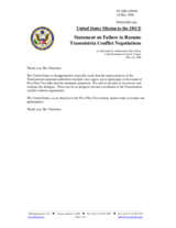 Statement by the Delegation of the United States of America on failure to resume Transnistria conflict negotiations