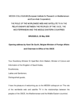 Opening address by OSCE Chairman-in-Office at the MEDEA Colloquium