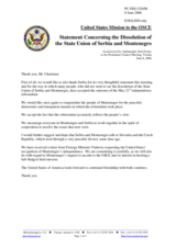 Statement by the Delegation of the United States of America concerning the dissolution of the State Union of Serbia and Montenegro