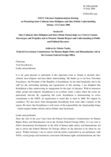 Keynote speech by Guenter Nooke, Federal Government Commissioner for Human Rights Policy and Humanitarian Aid at the German Foreign Office, session II
