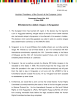 Statement by the Austrian Presidency of the Council of the European Union on Uzbek refugees in Kyrgyzstan
