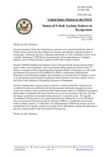 Statement by the Delegation of the United States of America on the status of Uzbek asylum seekers in Kyrgyzstan