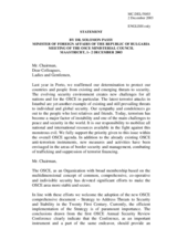 Statement by Solomon Passy at the OSCE Ministerial Council, Maastricht, 1- 2 December 2003