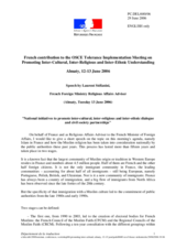 Speech by Laurent Stefanini, French Foreign Ministry Religious Affairs Adviser