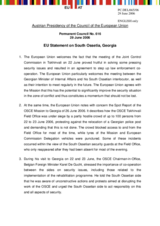 Statement by the Austrian Presidency of the Council of the European Union on the situation in South Ossetia, Georgia