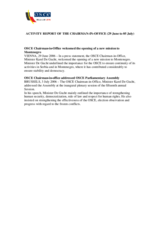 Report on the activities of the OSCE Chairman-in-Office