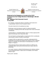 Statement by the Delegation of Canada in response to Mr. Vlahovic,  Foreign Minister of Montenegro