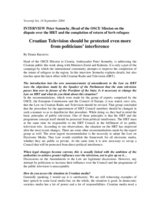 Interview with the Head of the OSCE Mission to Croatia, Vecernji list