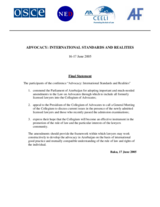 Advocacy: International standards and realities