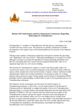 Russian Federation, Commentary Regarding Referendum in Transdniestria