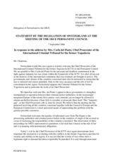 Statement by the Delegation of Switzerland in response to the address by Carla Del Ponte, Chief Prosecutor of the ICTY