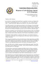 Statement by the Delegation of United States of America in response to the address by Carla Del Ponte, Chief Prosecutor of the ICTY