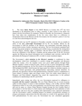 Statement by the Head of the OSCE Mission to Croatia to the OSCE Permanent Council
