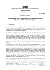 Implementation of the Constitutional Law on the Rights of National Minorities (CLNM) and Related Legislation