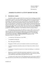 Chairman-in-Office Activity Report for 2003