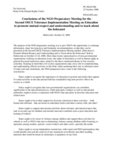 Conclusions of the NGO Preparatory Meeting for the 2nd OSCE Tolerance Implementation Meeting