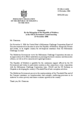 Statement by the Delegation of the Republic of Moldova on the decision on development assistance,  by the United States's Millennium Challenge Corporation Board of Directors