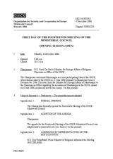 Journal of the First Day of the Fourteenth Meeting of the Ministerial Council