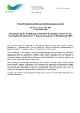 Statement by the Finnish Presidency of the Council of the European Union on  the "constitutional referendum" held in Nagorno- Karabakh region