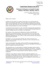 Statement by the Delegation of the United States of America in response to address by OSCE Chairman-in-Office Miguel Angel Moratinos Cuyaube