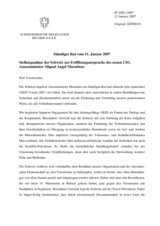 Statement by the Delegation of Switzerland in response to address by OSCE Chairman-in-Office Miguel Angel Moratinos Cuyaube