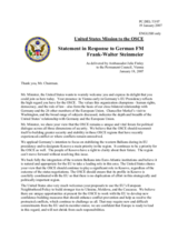 Statement by the Delegation of the United States of America in reponse to address by the German Presidency of the European Union,Federal Minister for Foreign Affairs Frank -Walter Steinmeier